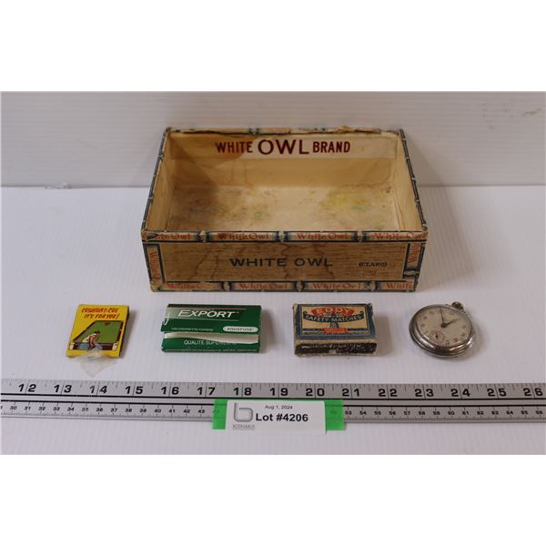White Owl Box, Westclox Pocket Watch Matches Misc.