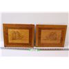 Image 1 : Pair Of Wood Burning Art 12'' X 9.5''