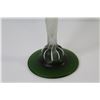 Image 3 : Green Fluted Glass Vase w/White Glass lines (12 1/2" tall)