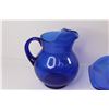 Image 2 : Blue Glass Pitcher - Blue Glass Bowl
