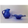 Image 4 : Blue Glass Pitcher - Blue Glass Bowl