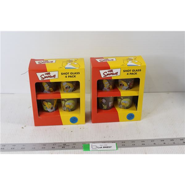 (2) The Simpsons Shot Glass 4 Pack 100% Glass