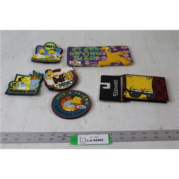 (5) Simpsons Fridge Magnets, Bart Simpson Wallet