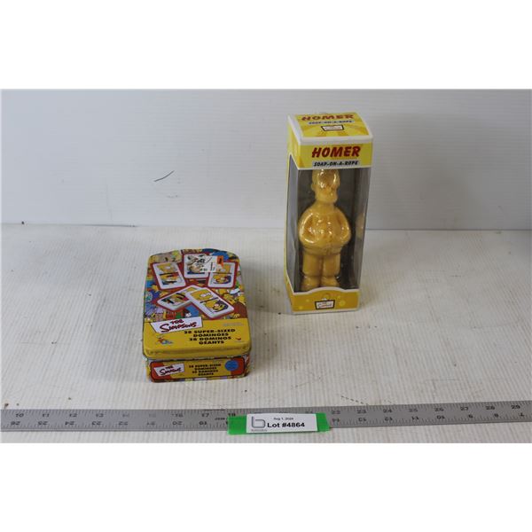 Homer Soap-On-A-Rope, The Simpsons Dominoes Set - As Is