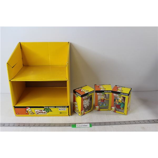 (3) Simpsons Holiday Ornaments and Display