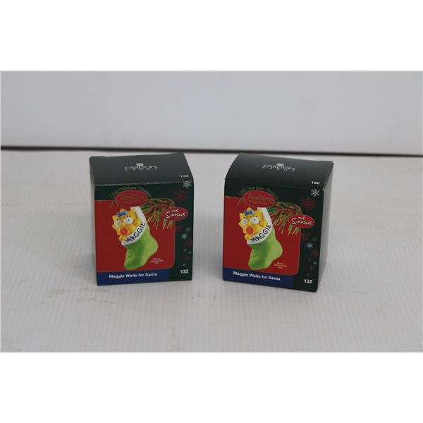 (2) Carlton Cards Simpsons Maggie Ornament