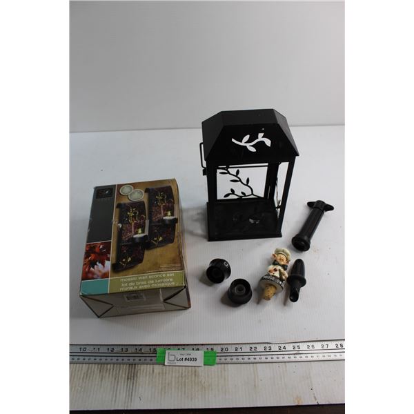 Sarah Payton Mosaic Wall Sconce Set, Candle Light, Assorted Bottle Corks and Misc.