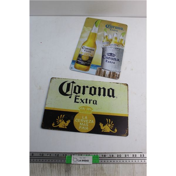 (2) Corona Extra Signs 12'' x 8''