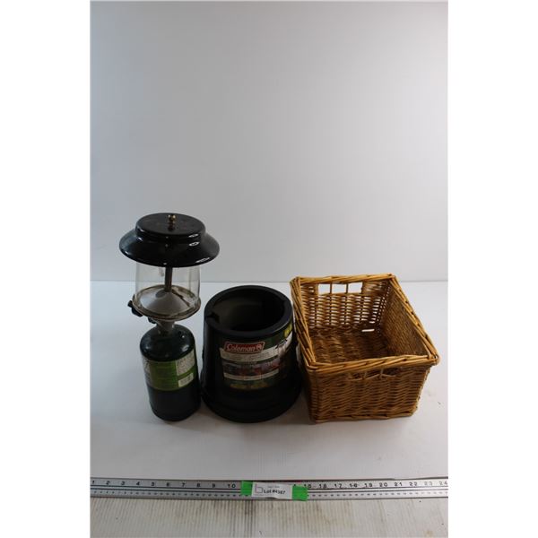 Coleman Propane Lamp with Tank, Lamp Cover and Basket