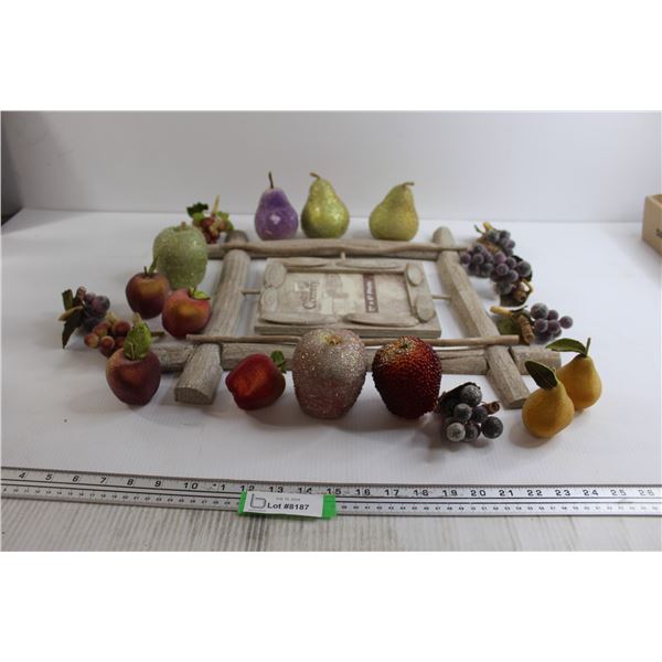 Picture Frame, 18 1/2" x 17 1/4", Assorted Shimmery Fruit - Slight Damage
