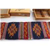Image 5 : Handwoven Miniature Rug, (3) Wooden Boxes - As Is