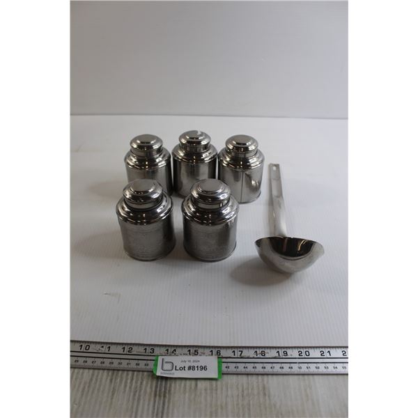 (5) Tea Canisters with Ladle