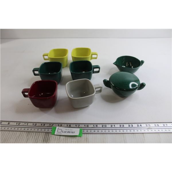 (6) Cups, Cream and Sugar