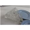 Image 4 : (8) Small Blue Plates, Pinwheel Crystal Napkin Holder