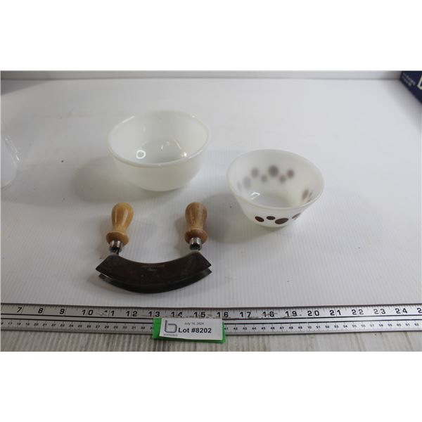 Federal and Fire King Bowls, Rocking Knife