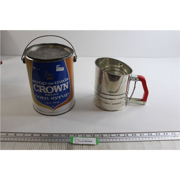 Crown Corn Syrup Tin, Flour Sifter