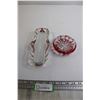 Image 1 : Red and Clear Glass Trinket Dish and Ashtray