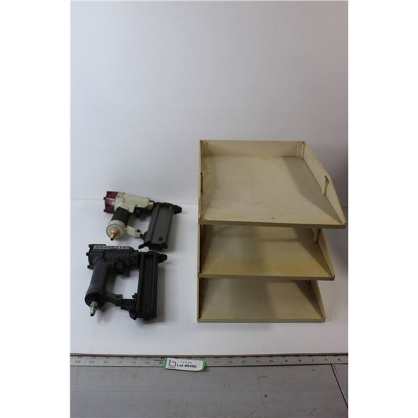 (2) Air Nailers, 3-Teir Tool Shelf - 10 1/2" x 14 1/4" x 11" H