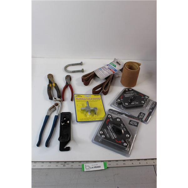 Assorted Tools, Sandpaper, (2) Welding Magnets