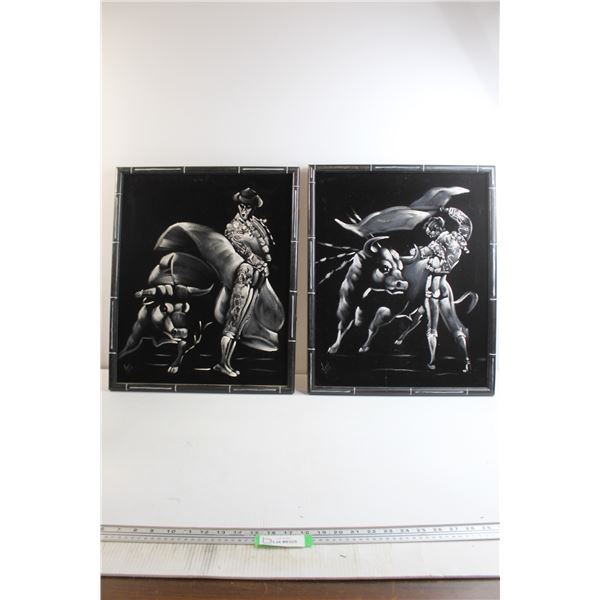 (2) Matador Black Velvet Paintings - 18" x 22"