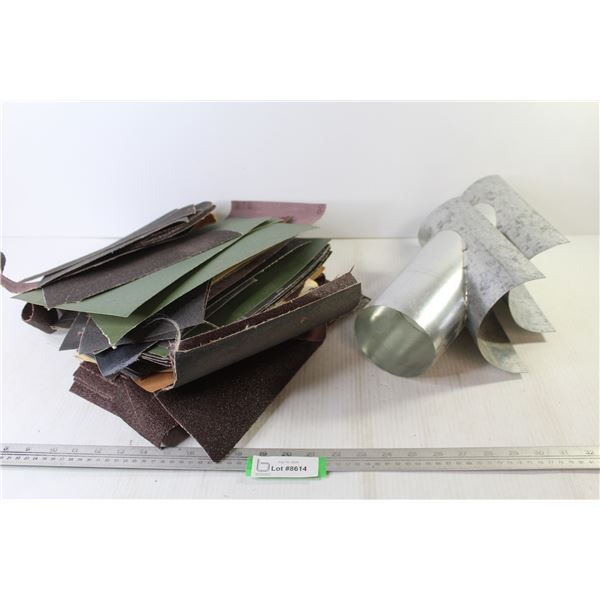 (2) Metal Duct Pieces - Assortment of Sand Paper