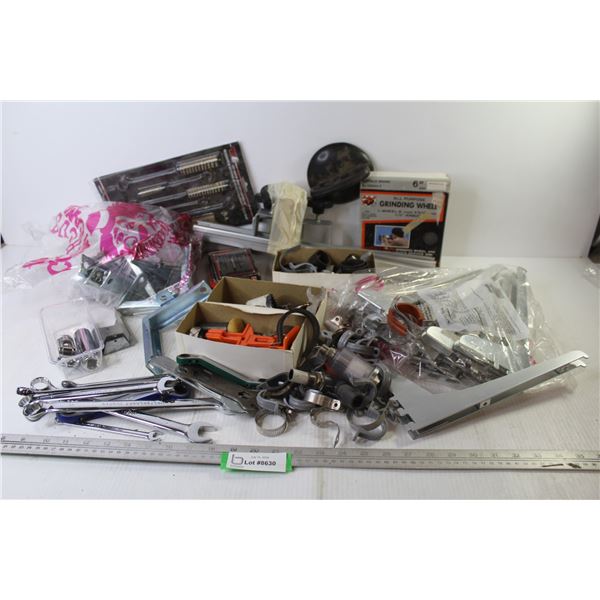 Hole Saws - Spray Gun Cleaning Kit - 6" Grinding Wheel - Shelving Brackets - Metric Wrenches - Misc.