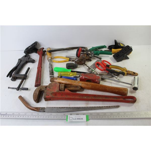 18" Pipe Wrench (rusted) - Assorted Hand Tools - 2 Lb. Sledge Hammer - (3) Mouse Traps