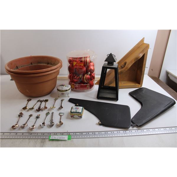 (12) Souvenir Spoons, Christmas Ornaments, Misc.