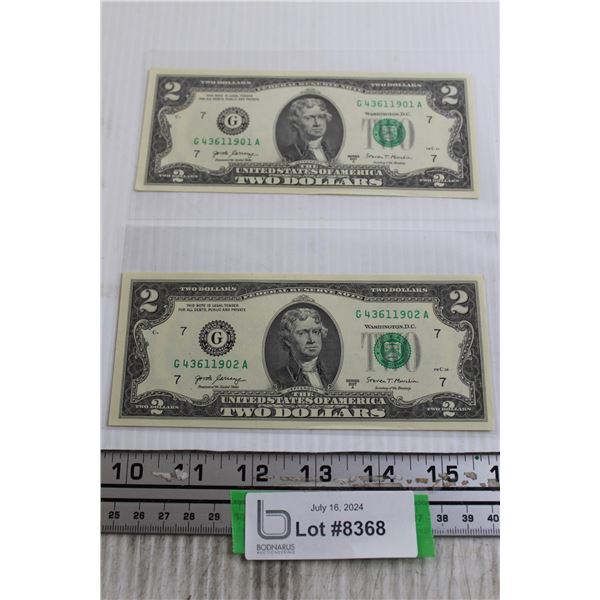 (2) 2017 American $2 Bills