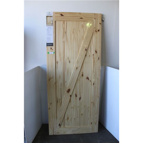 ** Masonite Knotty Pine Barn Door - New w/mounting hardware - 39"x84"x1 3/8"
