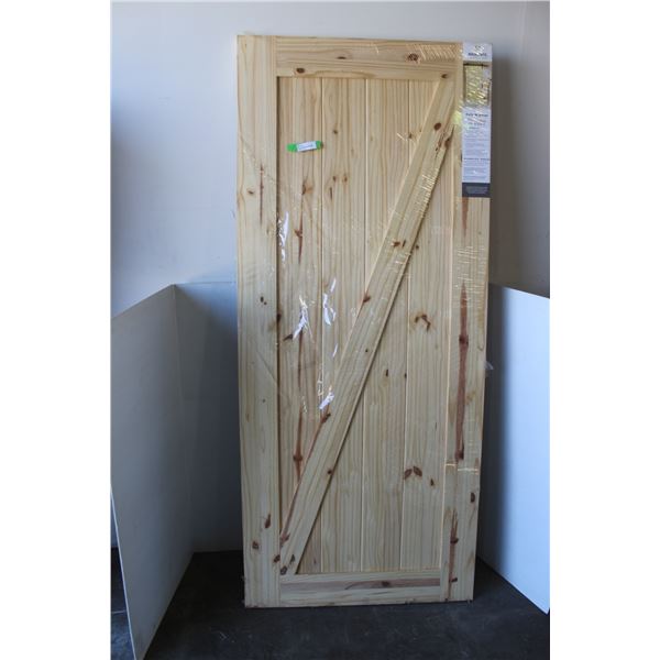** Masonite Knotty Pine Barn Door - New w/mounting hardware - 39"x84"x1 3/8"