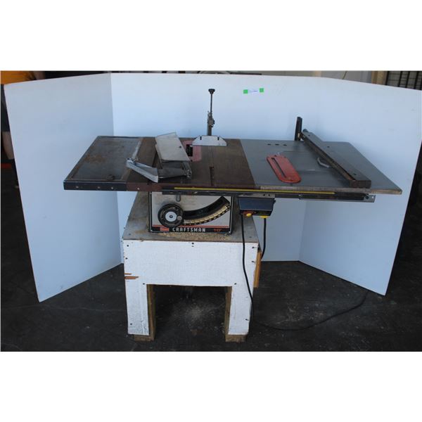 ** Craftsman 10" Table Saw on Custom Wood Stand w/Attachments - Works