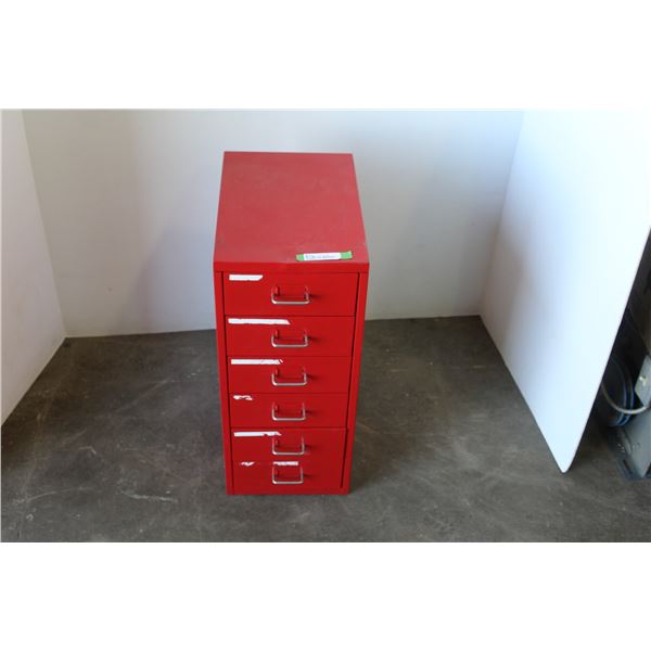 ** Red 6-Drawer Parts Cabinet - 11" x 16" x 26"