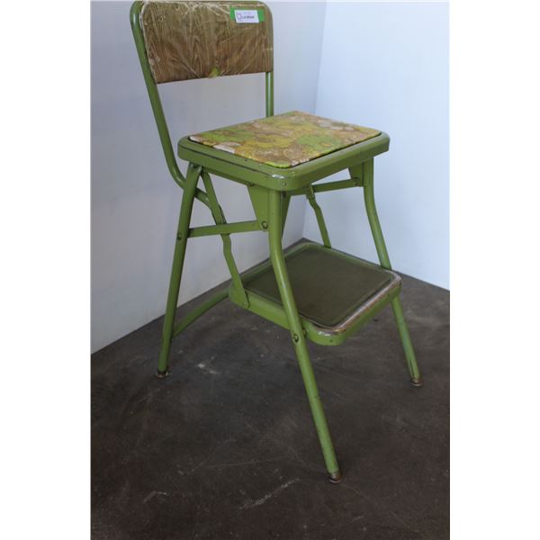 ** Vintage Folding Step Stool & Chair - Some Wear