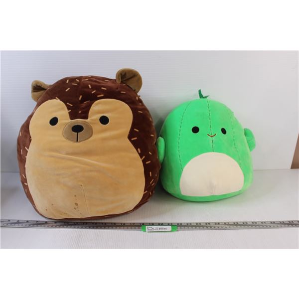 (2) Squishmallows: Hedgehog (Some Stains) & Cactus (Good Condition)