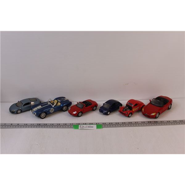 (6) Model/Toy Cars: Volkswagen Beetle, Plymouth, Lamborghini, Porsche