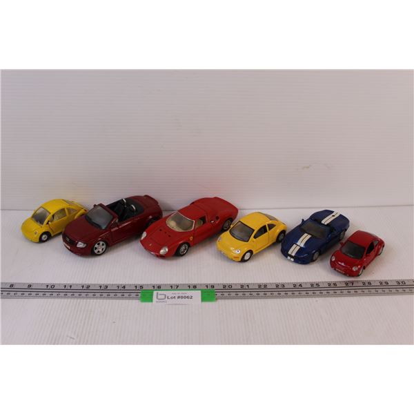 (6) Model/Toy Cars: Volkswagen Beetle, Audi, Lamborghini