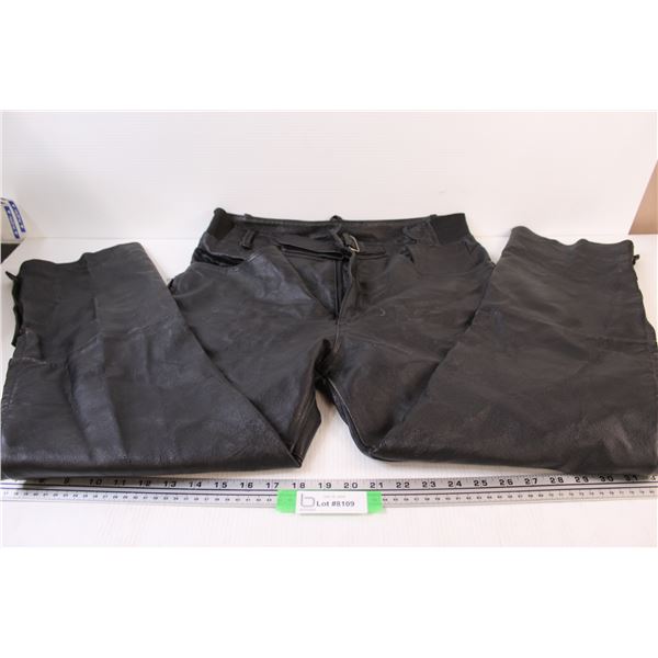 Leather Steel Size 34 Motorcycle Pants w/Zippers