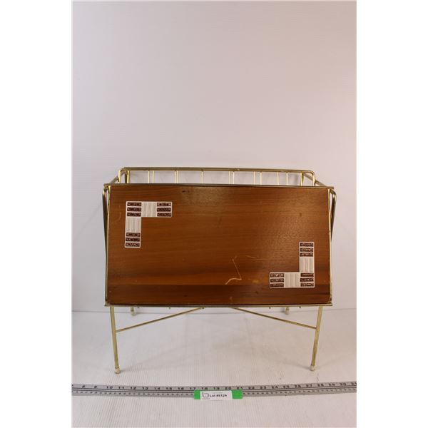 Vintage MCM Magazine Rack w/Wood Front (Some Scratches) - 18" x 17" x 12"