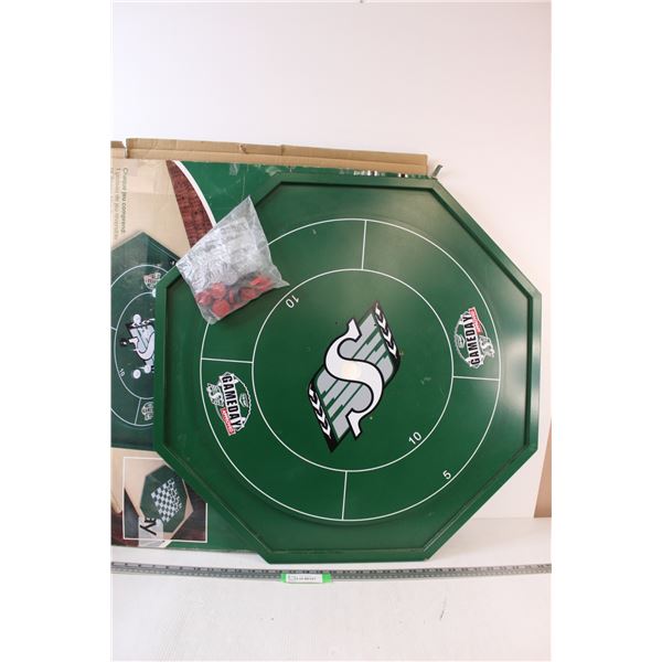 * Saskatchewan Roughriders Crokinole & Checkers Board in Box - as is
