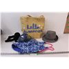 Image 1 : Girls Lot: Speedo Swimming Suit Size 8, Fedora, Baseball Hat, Fuzzy Earmuffs & Summer Bag