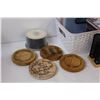 Image 4 : Lot: Office Organizers, (4) Wood Coasters, (DVD-R & CD-R, New) in Basket