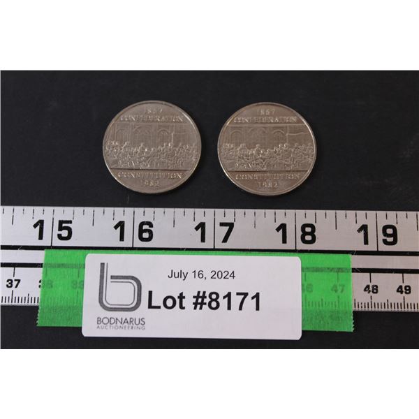 (2) 1982 Conferation Constitution Canadian Dollar Collector Coins