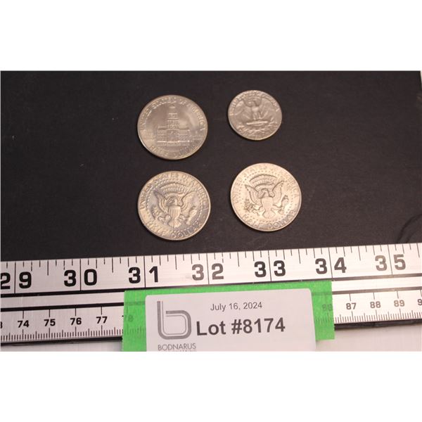 (2) United States Half Dollar Coins (1973 & 1974), 1976 Half Dollar Coin, 1967 Quarter Dollar Coin
