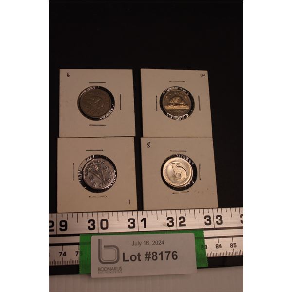 (4) Canadian Collector Nickel Coins: 1940 & 1945 & 1966 & 1967