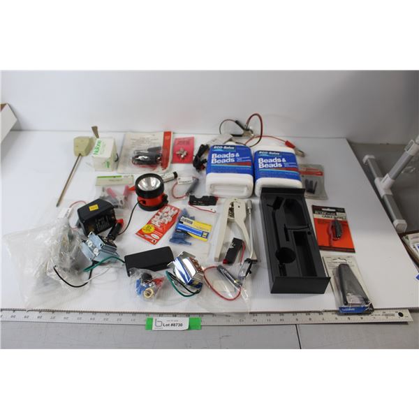 Assorted Electrical Hardware and (2) Waterbased Waterproofer