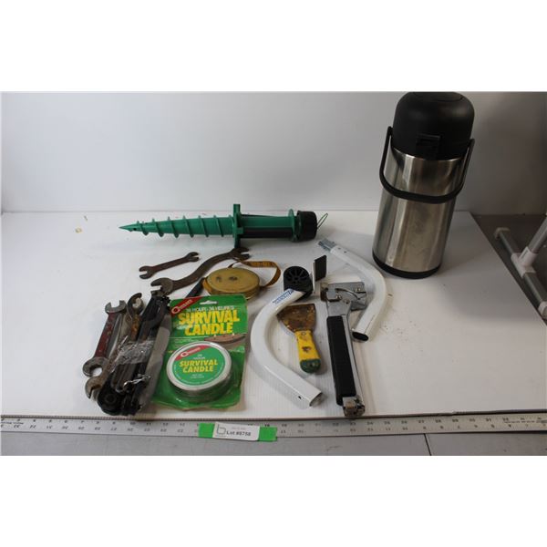 Thermos, Assorted Wrenches and Misc.