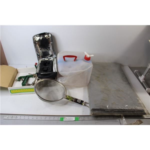 Water Container, Cooler Bag, Strainer, Apple Parer and Misc.