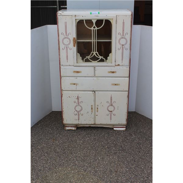 ** Antique Art Deco Waterfall Cabinet (No Handles, Some Wear) - 32"x17"56"