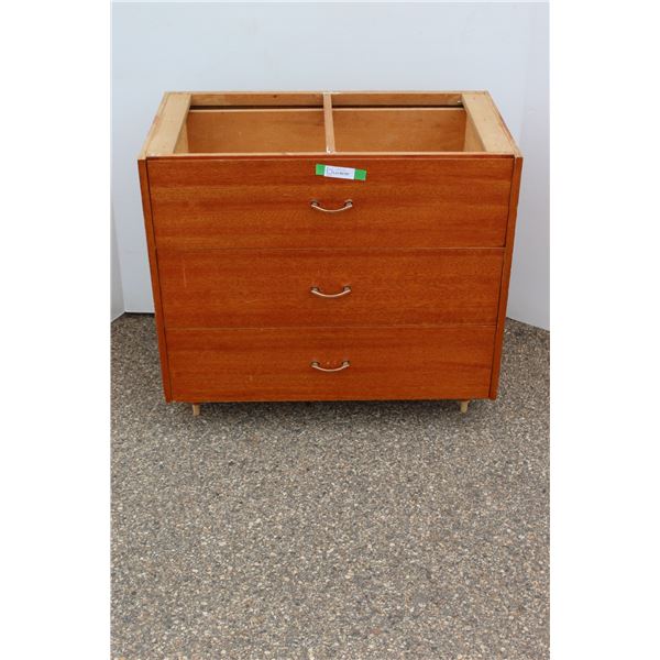 ** MCM Style Home-Built Three Drawer Dresser (No Top & Legs Missing Metal Cups) - 33" x 19" x 30"